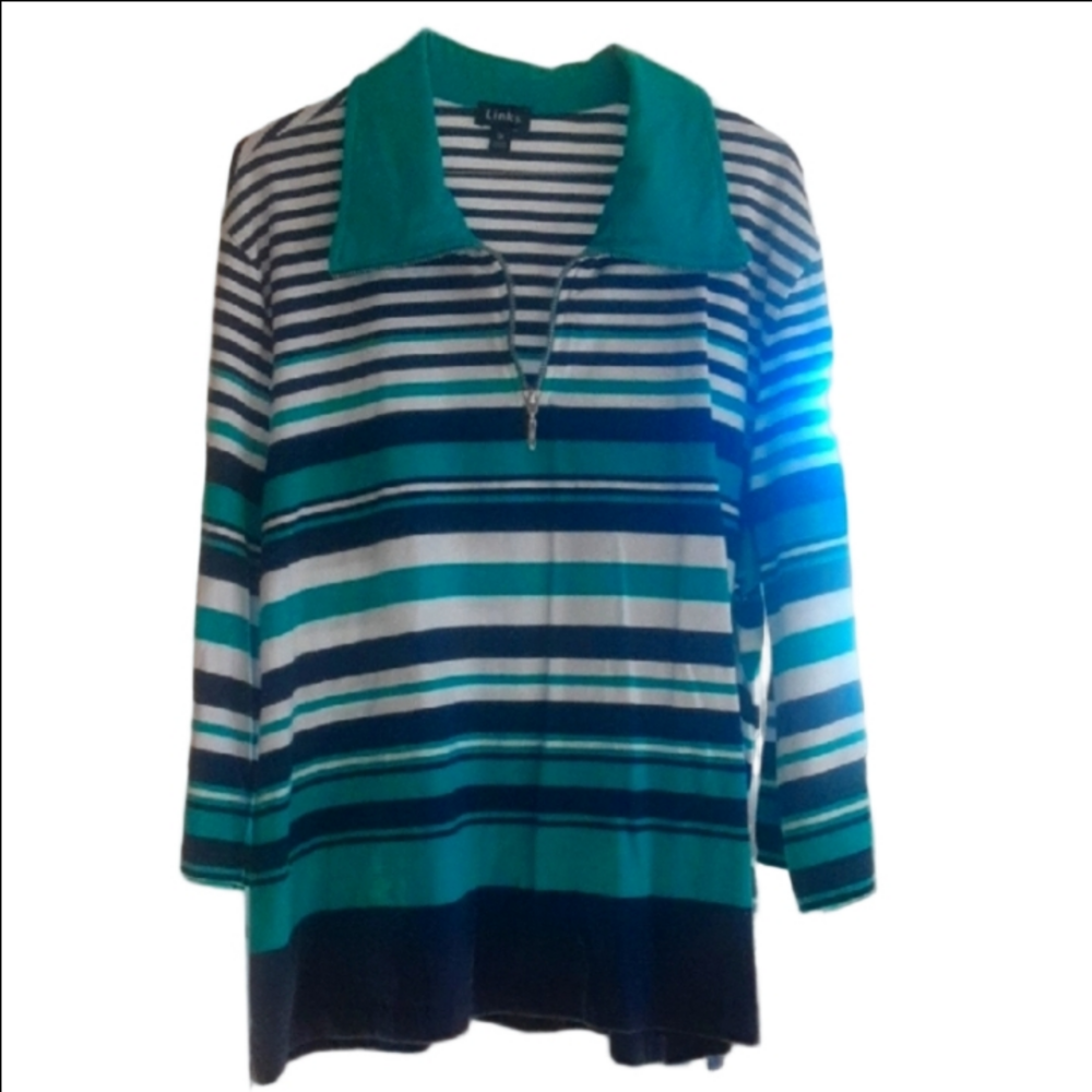 Links Green Striped Women's Long Sleeve Shirt